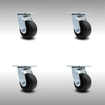 Service Caster 4 Inch Stainless Steel Polyolefin Wheel Swivel Caster Set with Ball Bearings SCC SCC-SS30S420-POB-4